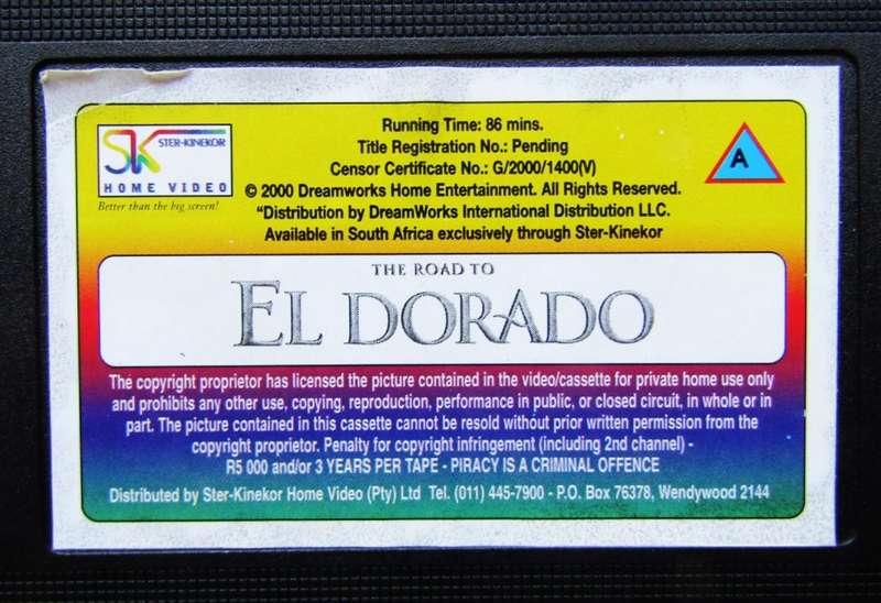 The Road to El Dorado - Animated Movie VHS Tape (2000)