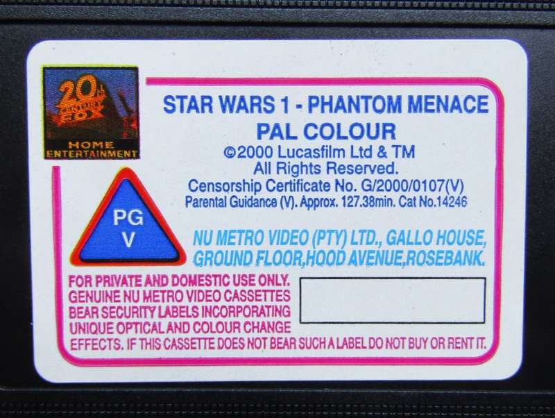 Star Wars 1 - The Phantom Menace - Movie VHS Tape (2000)