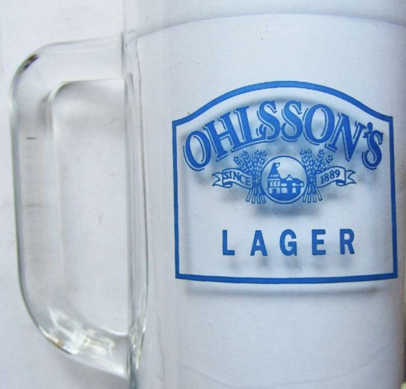 Old Ohlsson`s Lager Beer Mug and 340ml Beer Bottle