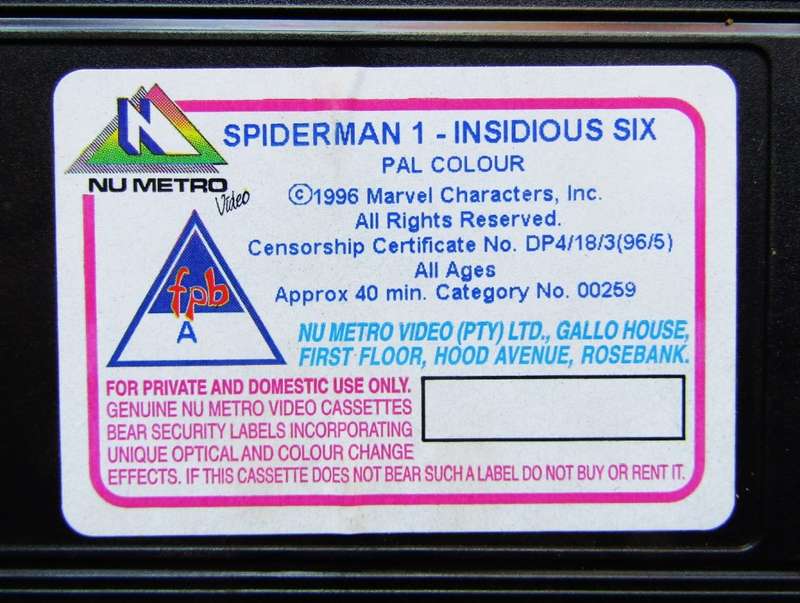 Spiderman: The Insidious Six - Marvel VHS Video Tape (1996)