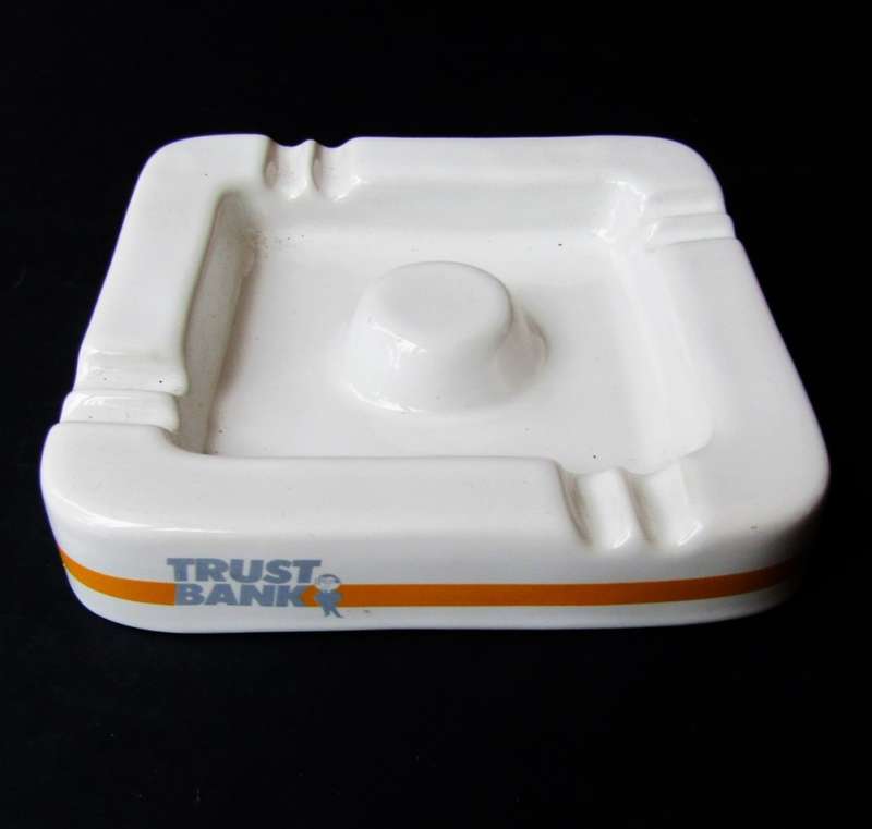 Large Old Trust Bank Ceramic Ashtray