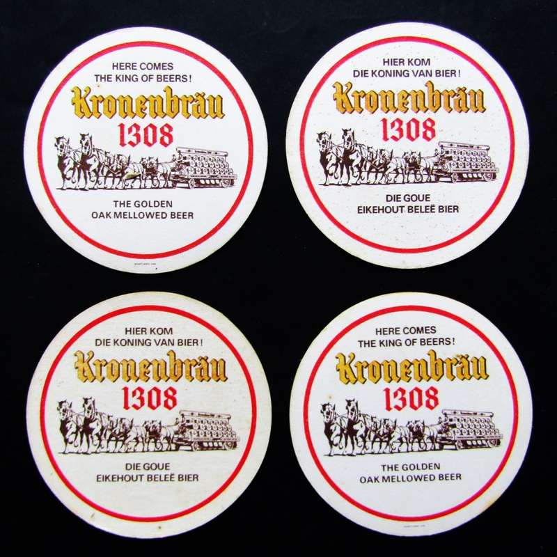 4 Old Kronenbrau Bilingual Beer Coasters
