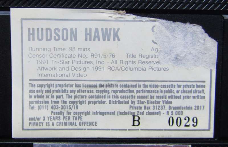 Hudson Hawk - Bruce Willis - Movie VHS Tape (1991)