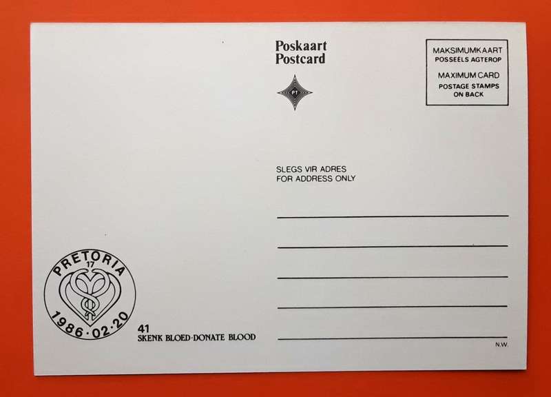 4 SA Blood Donor Postcards from 1986