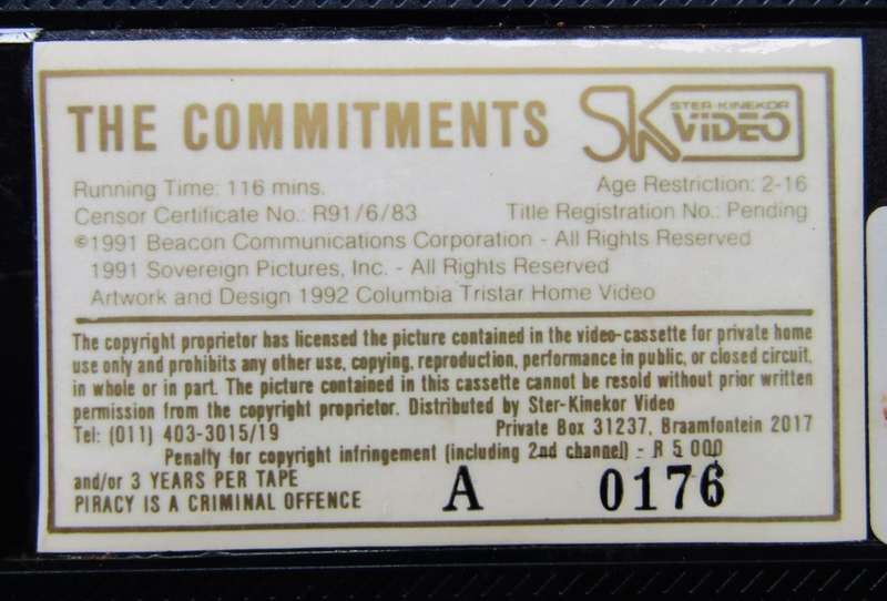 The Commitments - Robert Arkins - Movie VHS Tape (1992)
