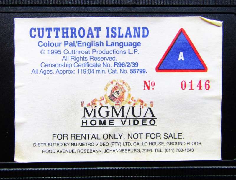 Cutthroat Island - Geena Davis - Movie VHS Tape (1996)