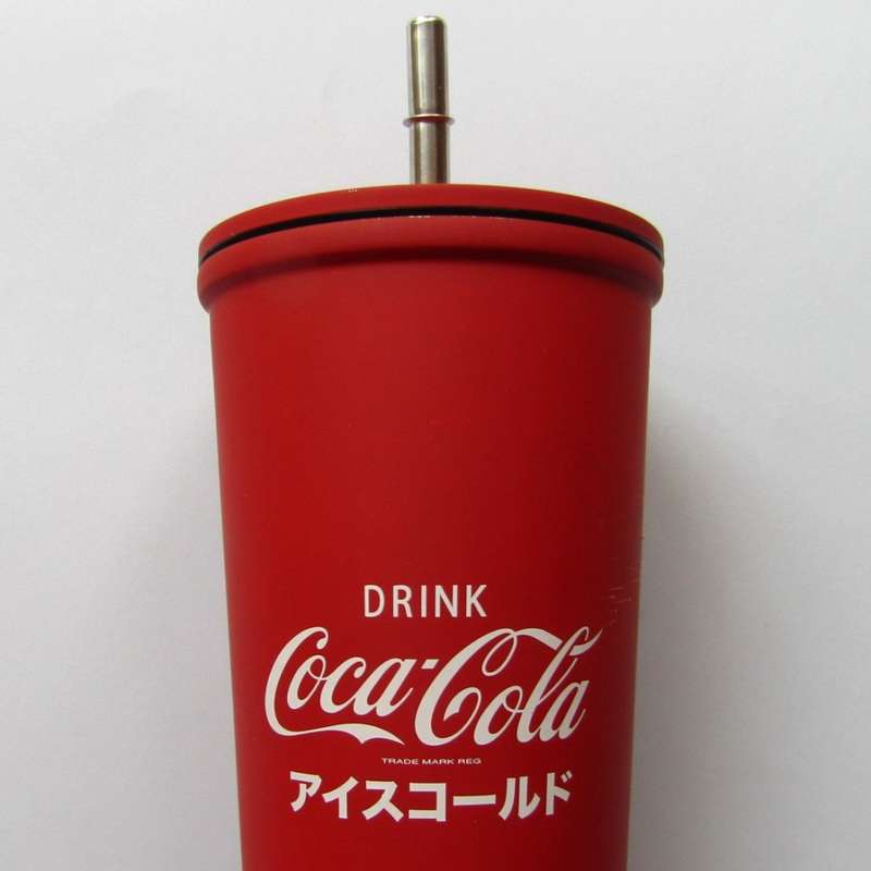 2021 Coca Cola Japanese Typo Metal Cup with Straw
