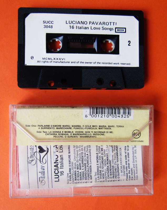 Luciano Pavarotti - 16 Italian Love Songs - Cassette Tape (1986)