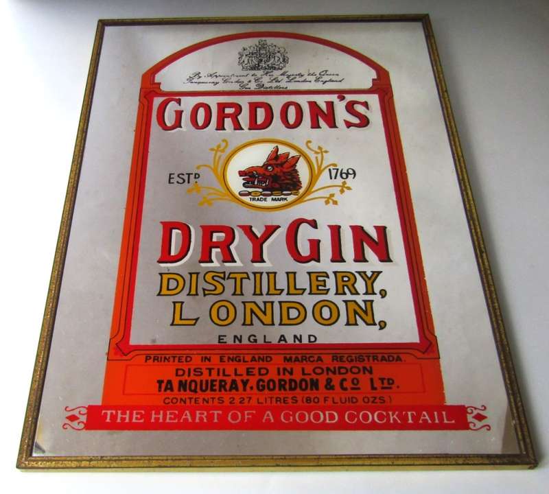 Old Gordon`s Dry Gin Bar Mirror