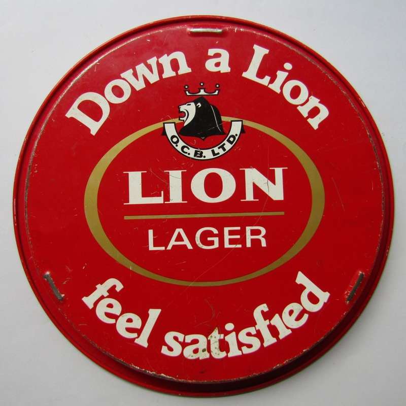 Old Lion Lager Metal Bar Tray