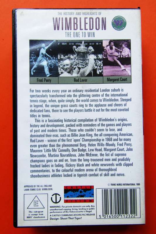 Wimbledon Tennis VHS Video Tape from 1989