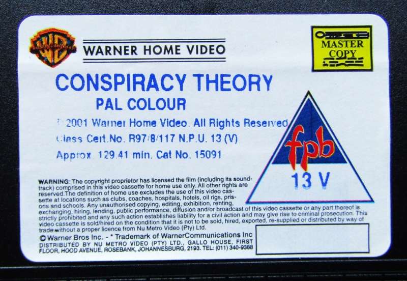 Conspiracy Theory - Mel Gibson - Movie VHS Tape (2001)