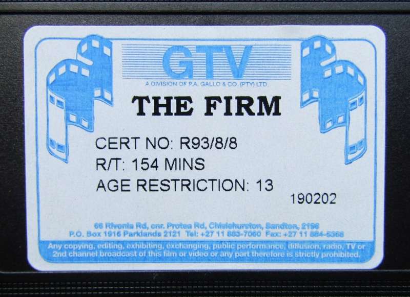 The Firm - Tom Cruise - Movie VHS Tape (1993)