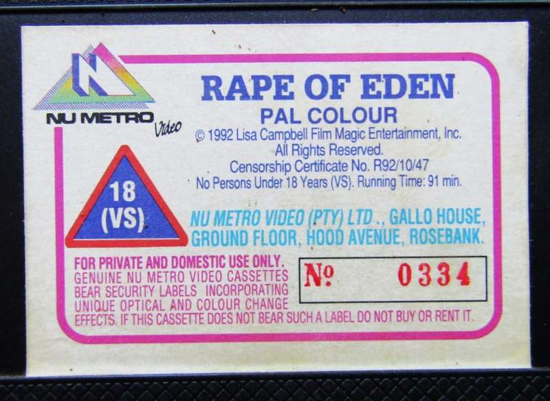 2002: The Rape of Eden - Movie VHS Tape (1992)