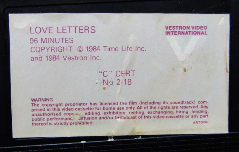 Love Letters - Jamie Lee Curtis - Movie VHS Tape (1984)