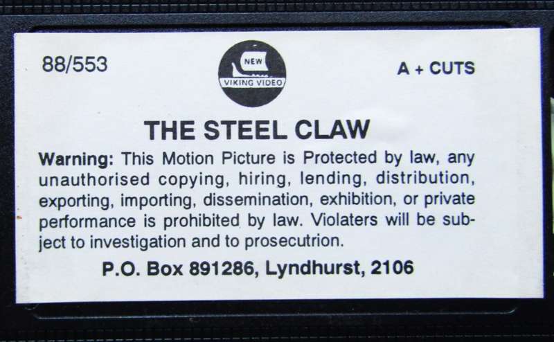 The Steel Claw - George Montgomery - Movie VHS Tape (1988)