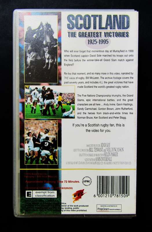 1925 - 1995 Scotland: The Greatest Victories - Rugby VHS Video Tape