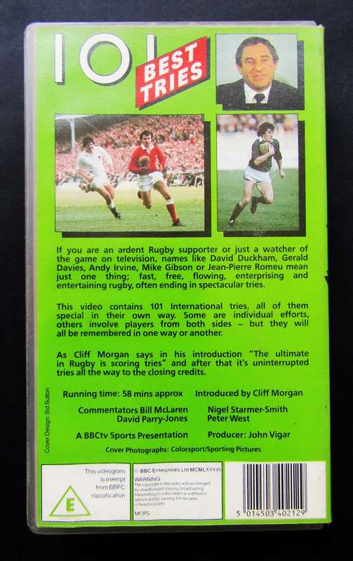 101 Best Tries - Rugby VHS Video Tape (1986)