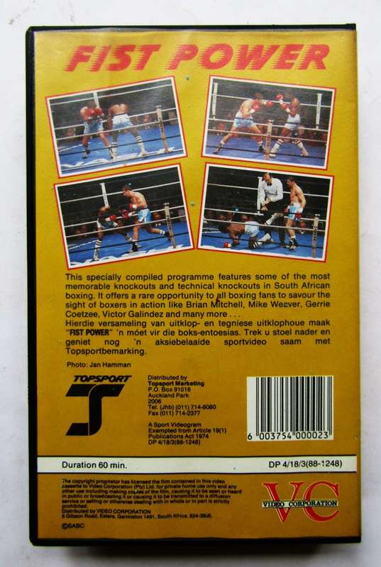 Fist Power - SA Boxing VHS Video Tape (1988)