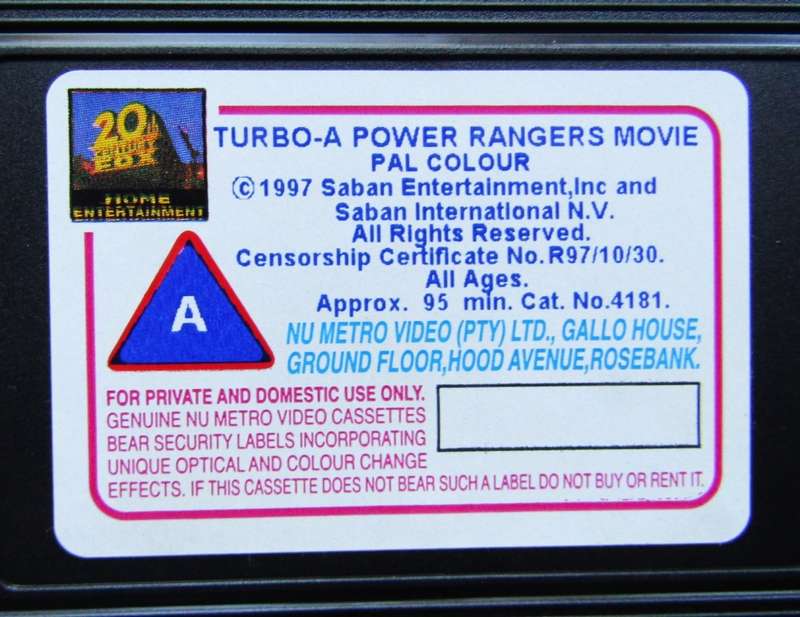 Turbo Power Rangers Movie - VHS Tape (1997)