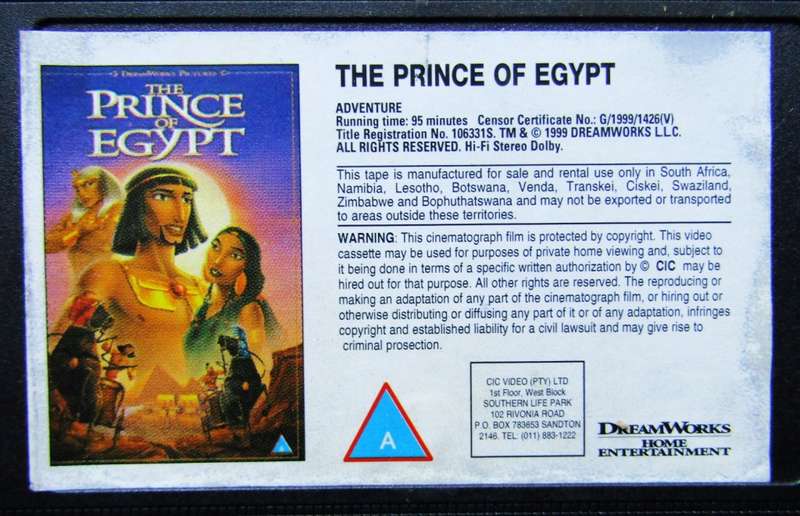 The Prince of Egypt - Movie VHS Tape (1999)