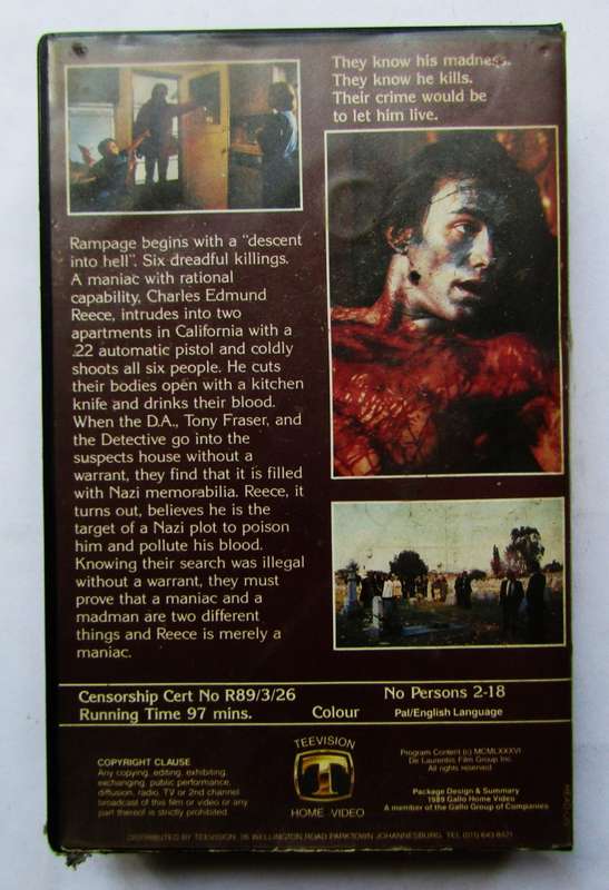 Rampage - Michael Biehn - Movie VHS Tape (1989)