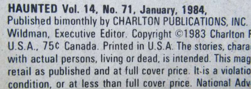 1984 Haunted #71 Comic Book