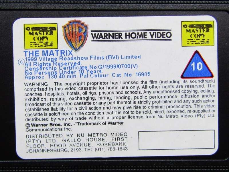 The Matrix - Keanu Reeves - Movie VHS Tape (1999)
