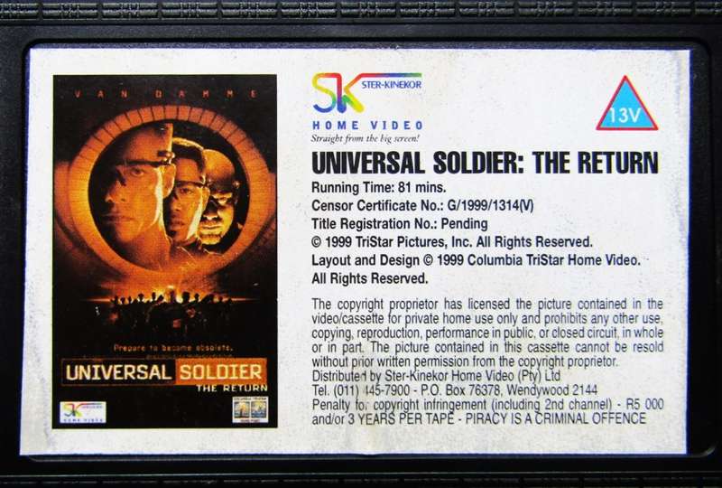 Universal Soldier: The Return - Van Damme - Movie VHS Tape (1999)