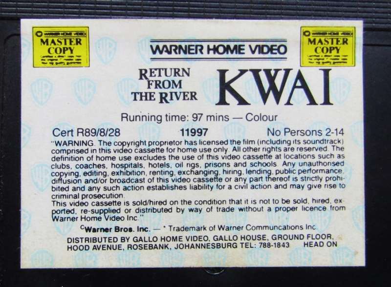 Return from the River Kwai - War Movie VHS Tape (1989)