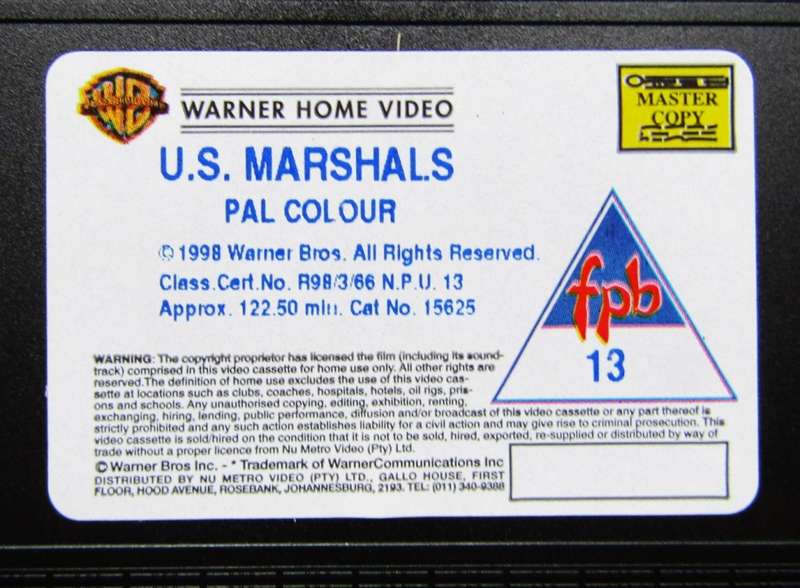 U.S. Marshals - Tommy Lee Jones - Movie VHS Tape (1998)