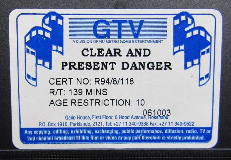 Clear and Present Danger - Harrison Ford - Movie VHS Tape (1994)