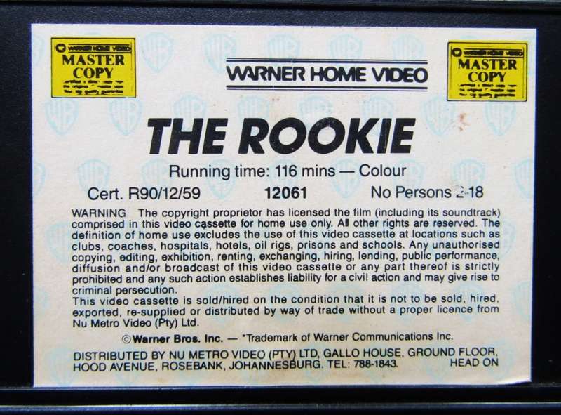 The Rookie - Clint Eastwood - Movie VHS Tape (1990)