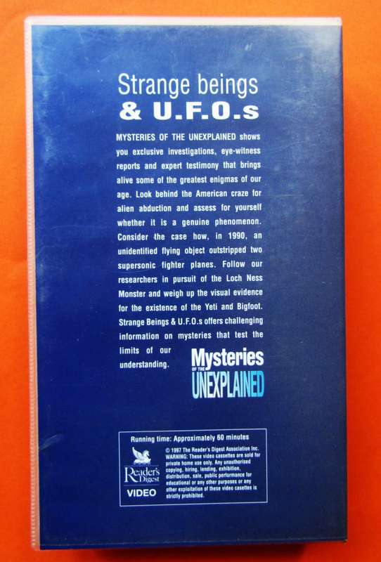 Mysteries of the Unexplained - Strange Beings & UFO`s - VHS Video Tape (1996)