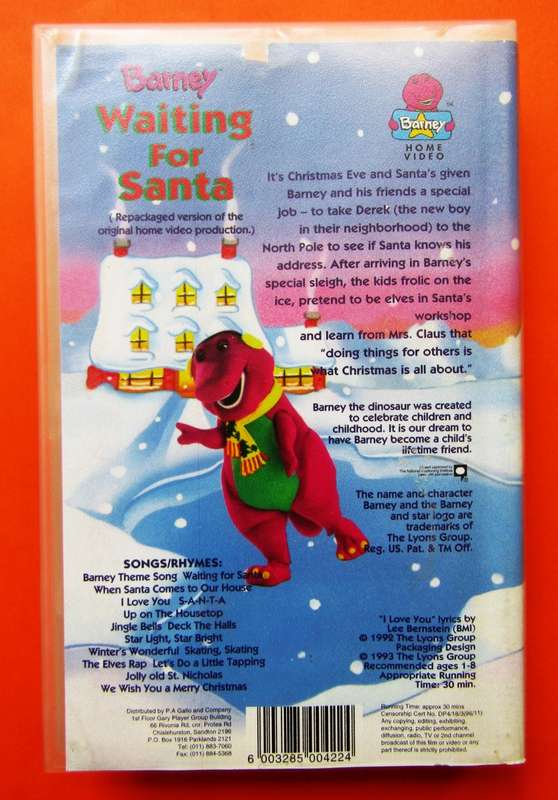 Barney Waiting for Santa - Children`s VHS Video Tape (1996)