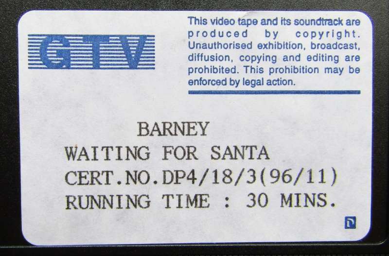 Barney Waiting for Santa - Children`s VHS Video Tape (1996)