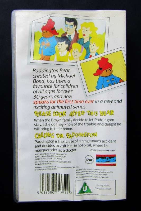 Paddington Bear - Children`s VHS Video Tape (1989)