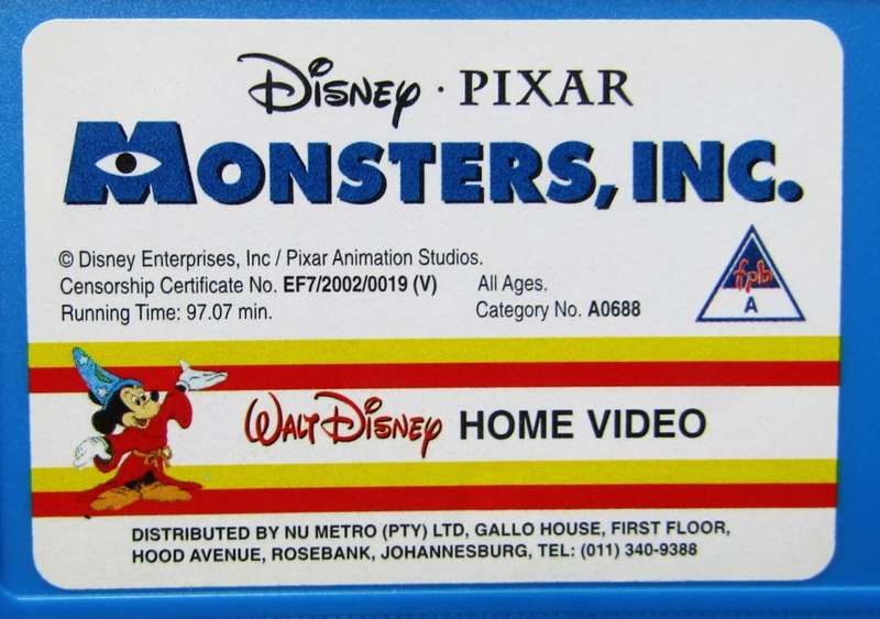 Monsters Inc. - Disney Movie VHS Tape (2002)