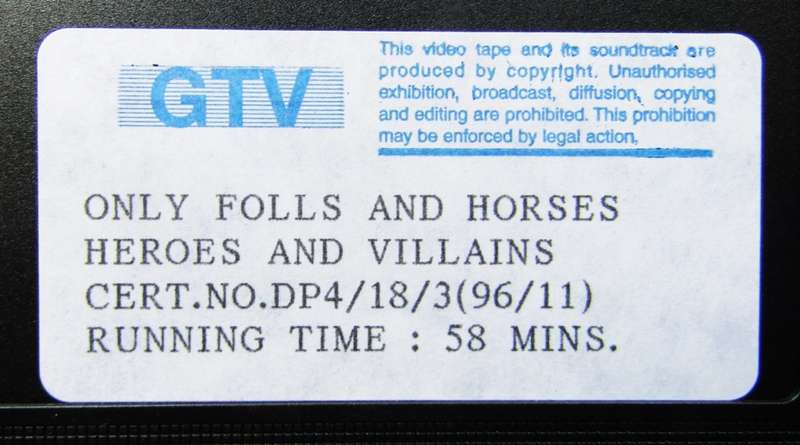 Only Fools and Horses - Heroes & Villains - Comedy Series VHS Tape (1996)