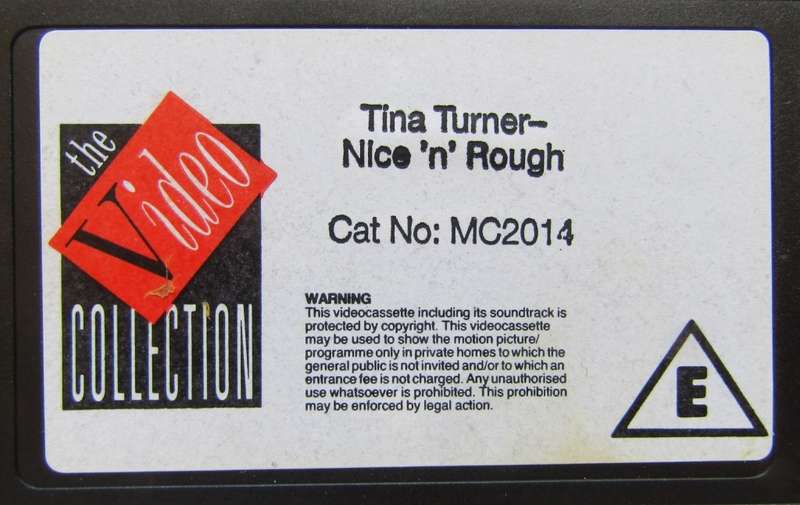 Tina Turner - Nice `n` Rough - VHS Video Tape (1989)