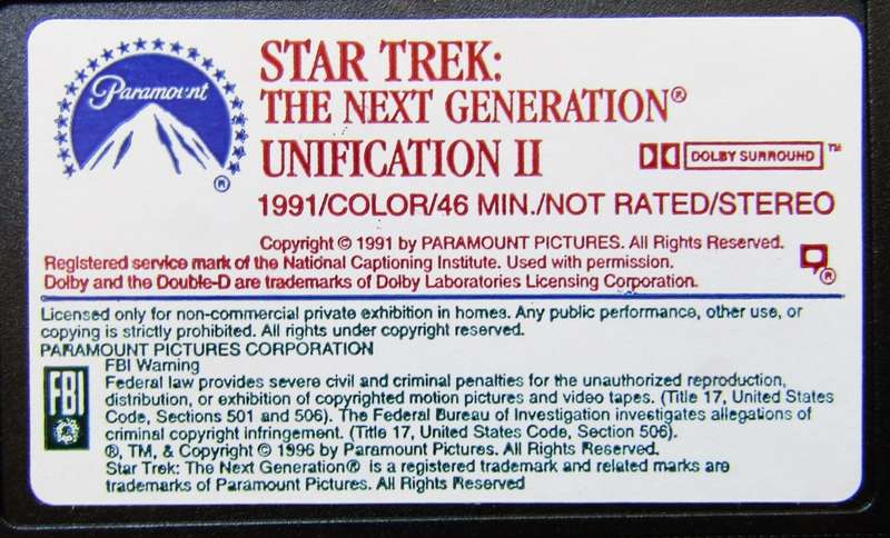 Star Trek: The Next Generation - TV Series VHS Tape (1991)