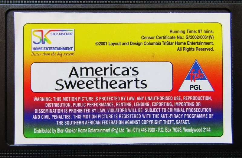 America`s Sweethearts - Julia Roberts - Movie VHS Tape (2002)