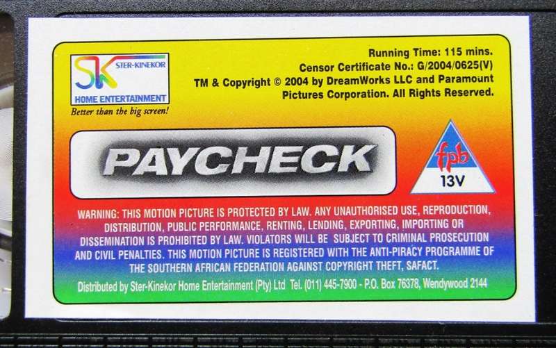 Paycheck - Ben Affleck - Movie VHS Tape (2004)