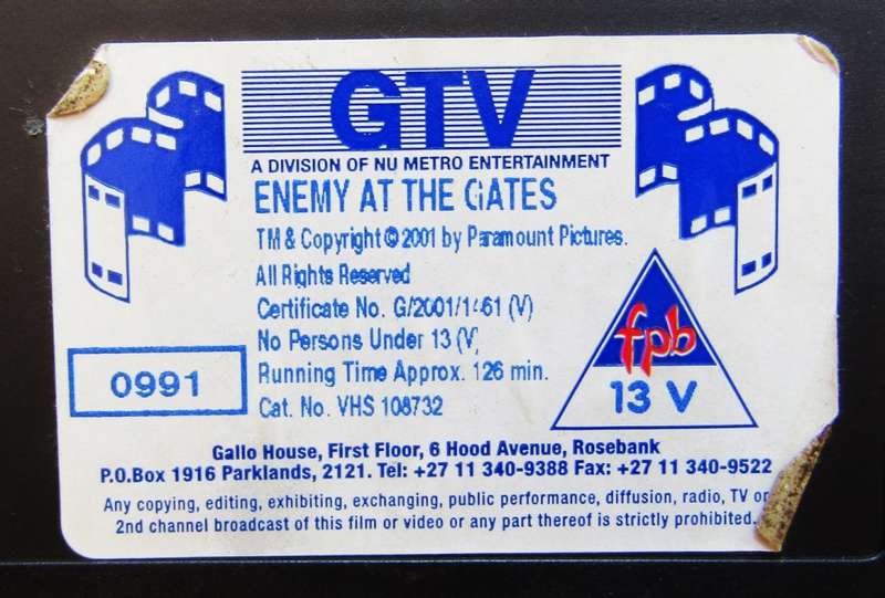 Enemy at the Gates - Jude Law - Movie VHS Tape (2001)