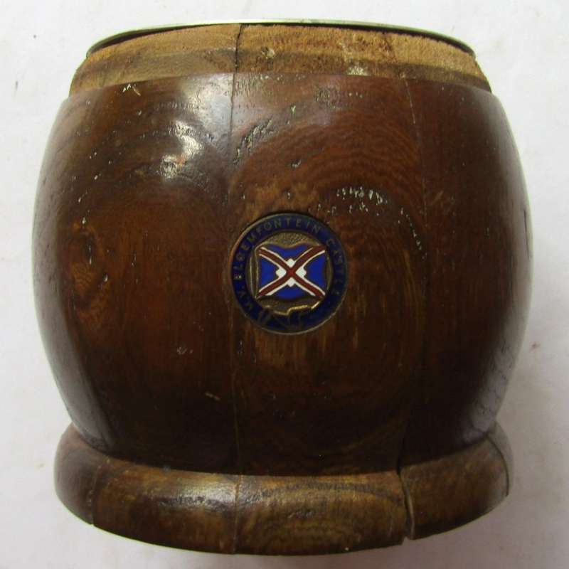 Old MV Bloemfontein Castle Wooden Bowl with Metal Inner