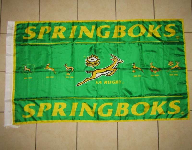 Large History of Springbok Rugby Flag