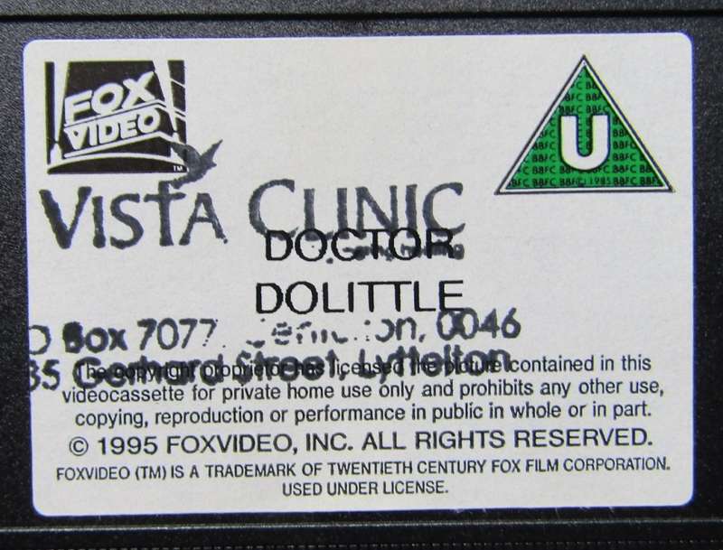 Doctor Dolittle - Rex Harrison - Movie VHS Tape (1995)