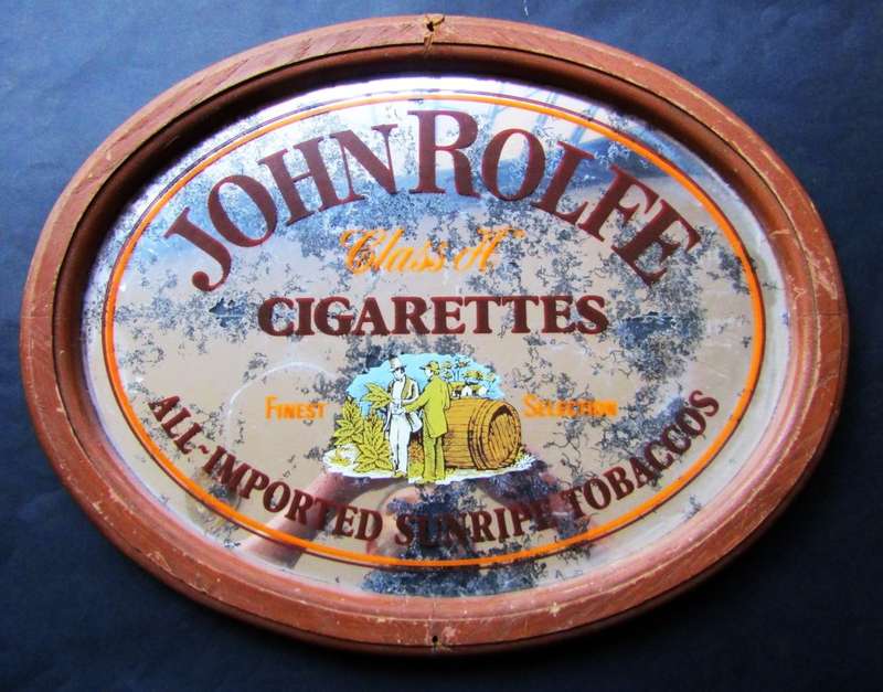 Old John Rolfe Cigarettes Framed Advertising Display