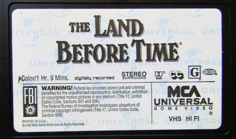 The Land Before Time - American Edition - VHS Video Tape (1996)