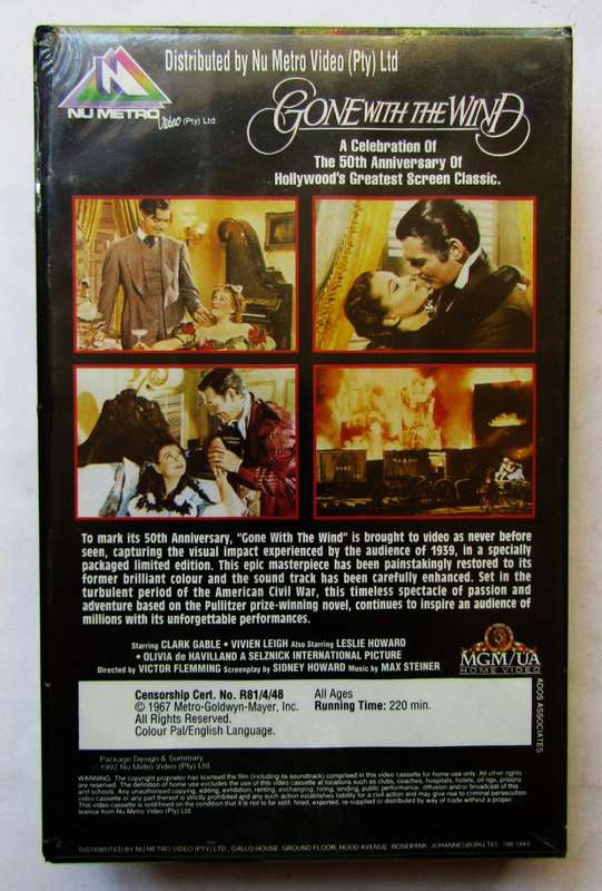 NEW Sealed - Gone with the Wind - Movie VHS Tape (1992)